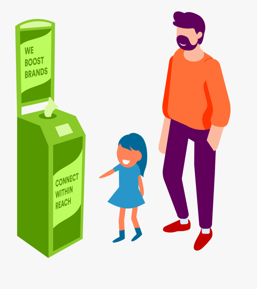 Family Using Sponsored Wellness Billboard - Illustration, Transparent Clipart