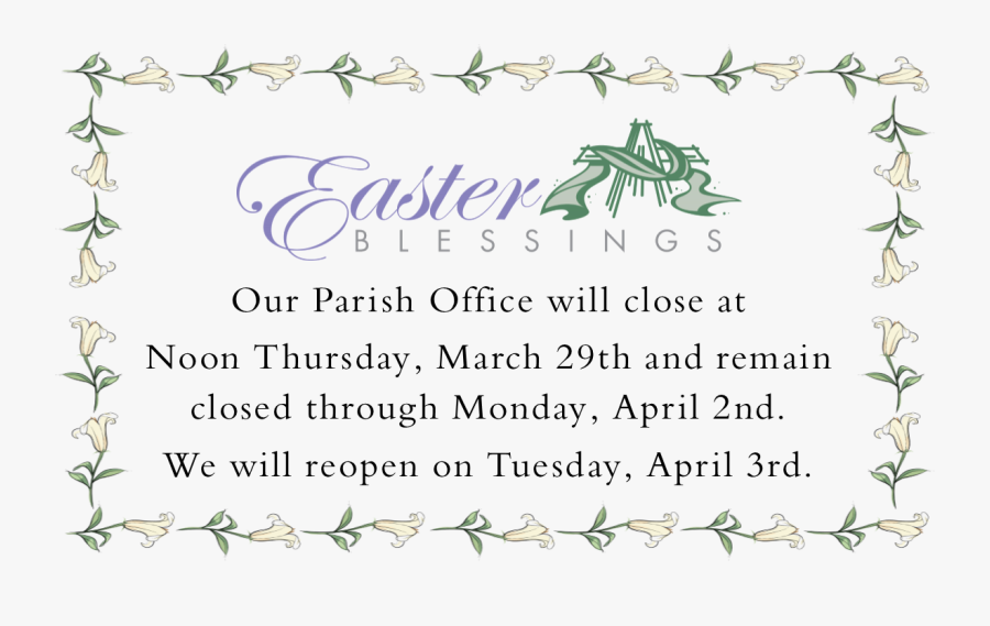 Picture - Parish Office Closed For Holy Week, Transparent Clipart