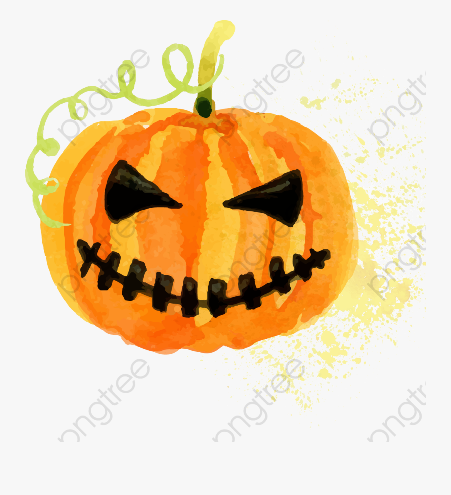 Pumpkin Clipart Watercolor - Halloween Watercolor Clipart Pumpkin, Transparent Clipart