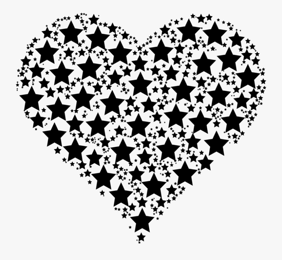 Star Drawing Computer Icons - Black Star And Heart, Transparent Clipart