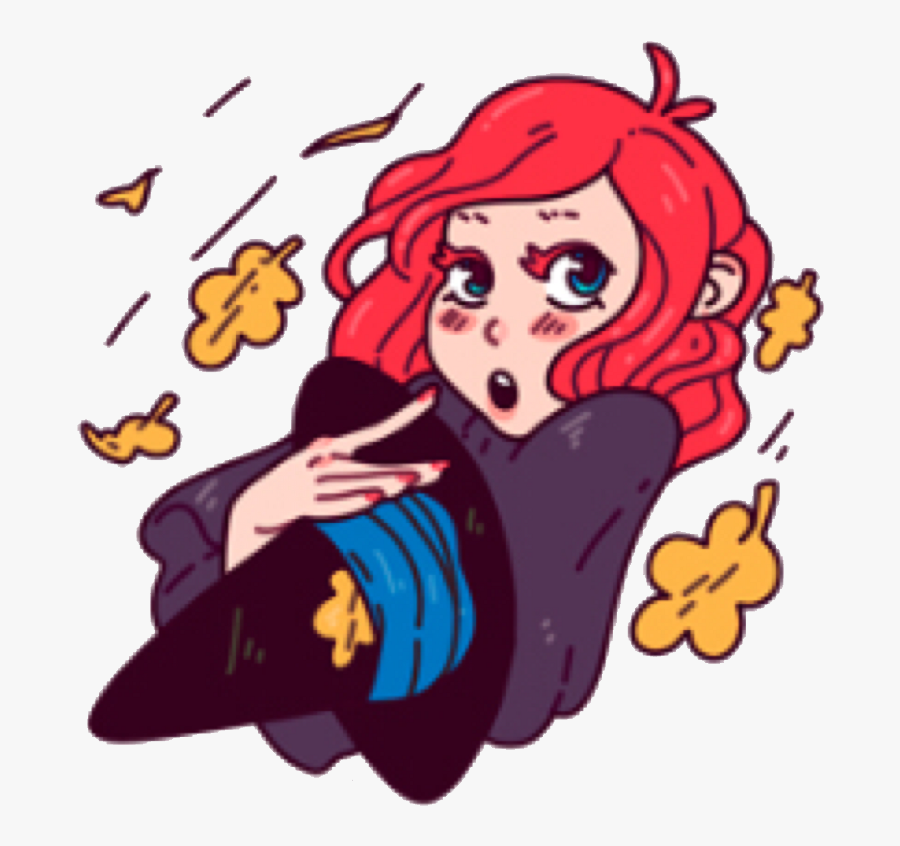 Ftestickers Redhair Autumn Witch Beautiful Kawai Freeto - Стикеры Имбирная Ведьмочка, Transparent Clipart
