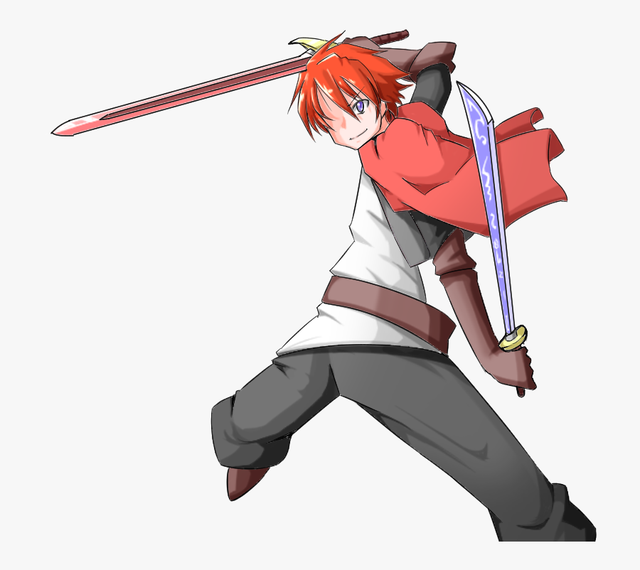 Red Hair Boy Dual Sword By Edelritter0519 - Cartoon, Transparent Clipart