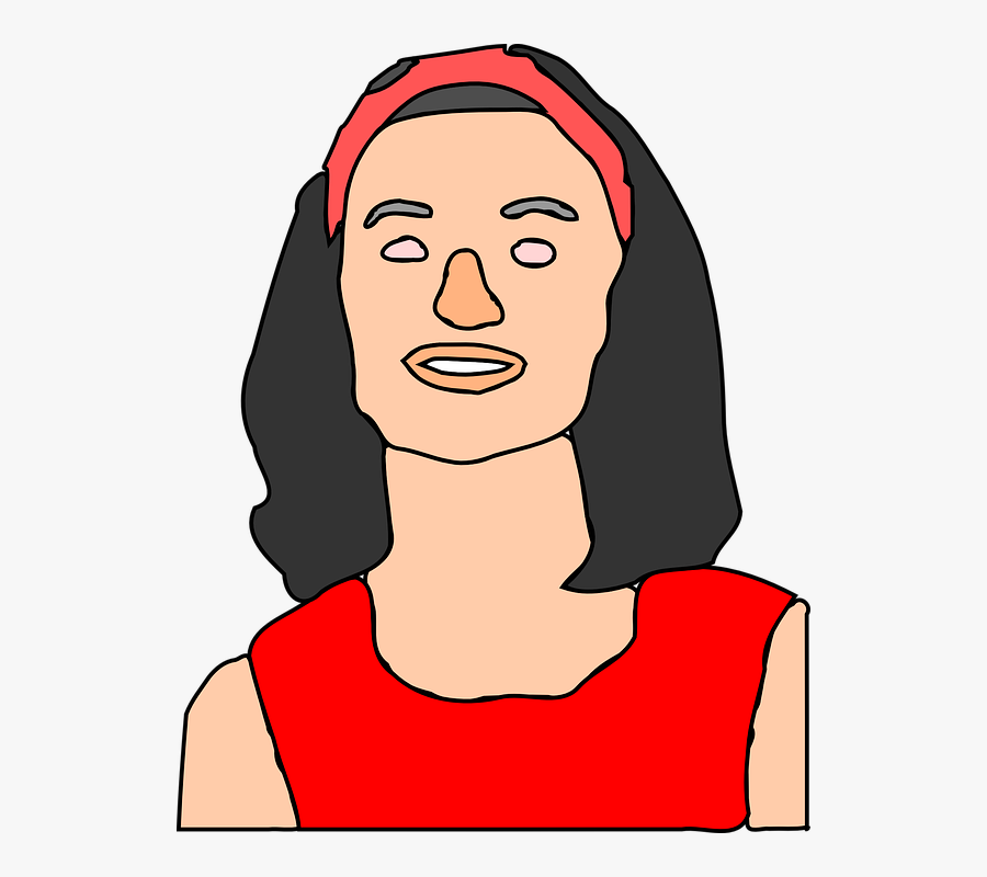 Head, Lady, Woman, Girl, Ribbon, Band, Red, Hair, Style - Hairstyle, Transparent Clipart