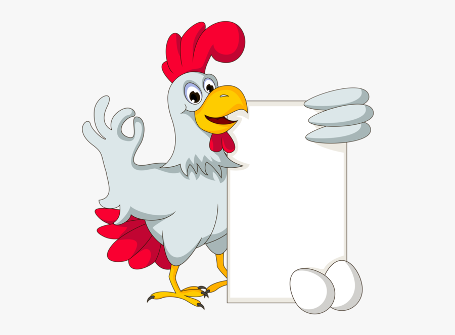 Clipart Animals Borders - Cartoon Chicken Holding A Sign, Transparent Clipart