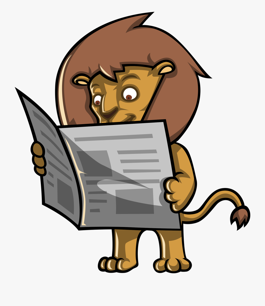 Lion Reading - Cartoon, Transparent Clipart