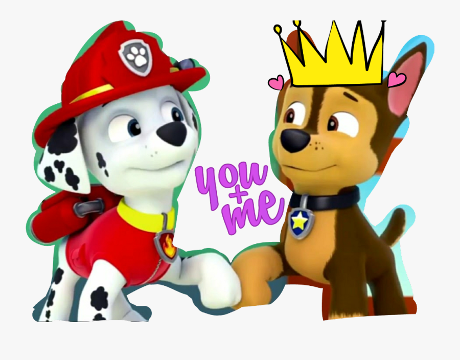 #marshall X Chase - Paw Patrol Chase And Marshall Kiss, Transparent Clipart