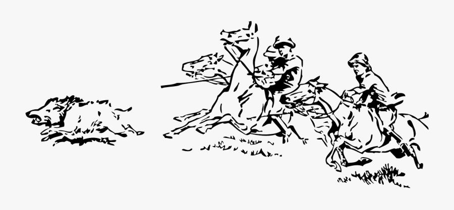 Riding Hunt Boar Free Picture - Черно Белые Картинки Охота, Transparent Clipart