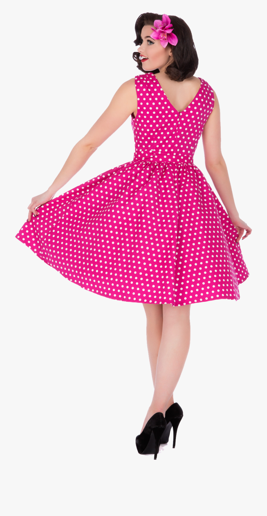 Clip Art Rockabilly Chick - Polka Dot, Transparent Clipart