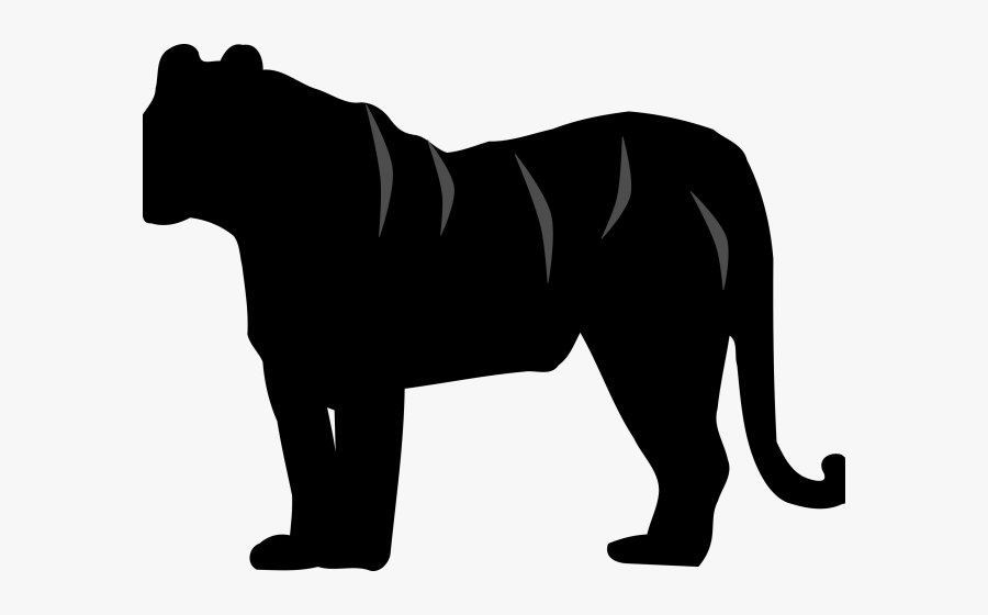 Big Cat Clipart Tiger Shadow - Tiger Silhouette Clipart Black And White, Transparent Clipart