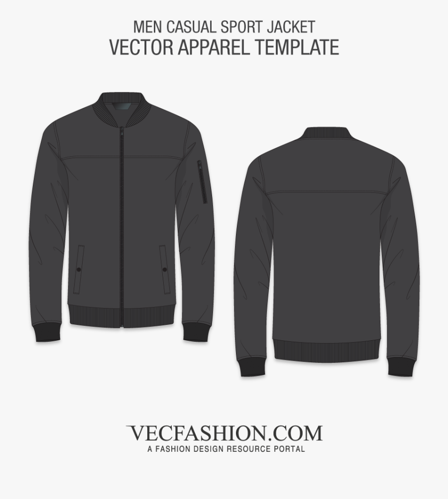 Transparent Vest Clipart Black And White - Black Jacket Design Template, Transparent Clipart