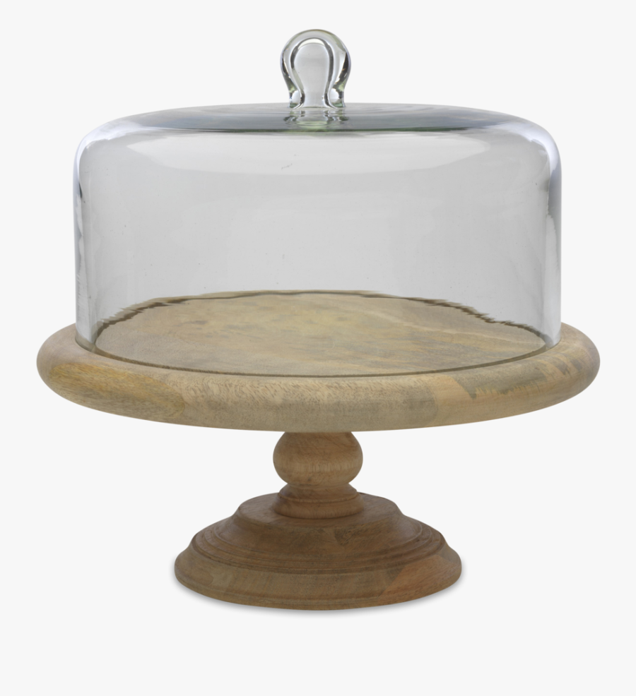 Mango Wood Cake Stand With Recycled Glass Dome - Glass Dome Cake, Transparent Clipart