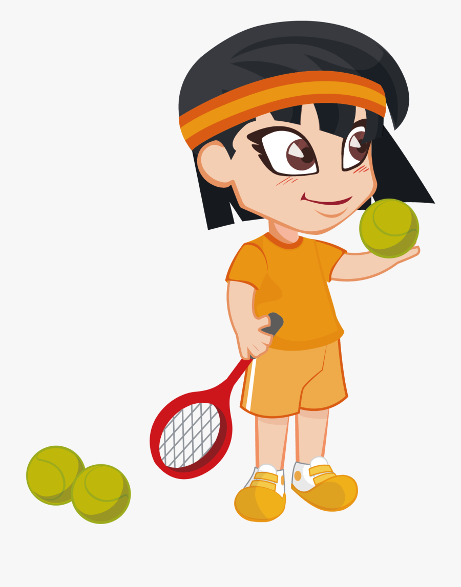 Tennis Drawing Cartoon - Activite Sportive Enfants, Transparent Clipart