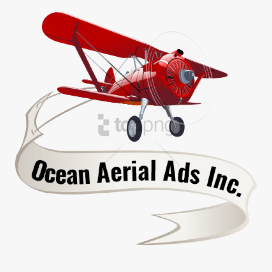 Transparent Airplane Banner Clipart - Bi Plane With Banner, Transparent Clipart