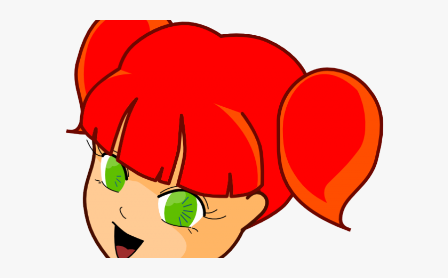 Red Hair Pigtail Girl Cartoon, Transparent Clipart