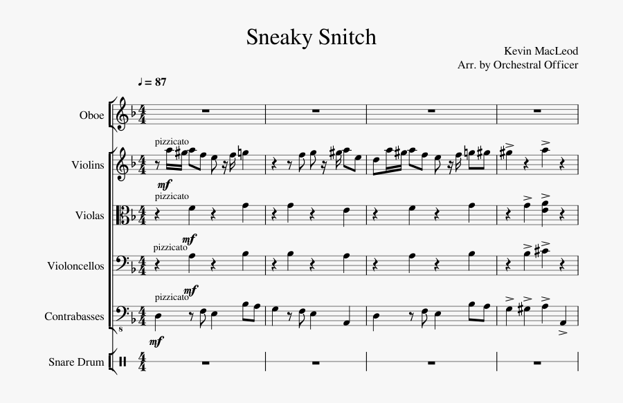 Sneaky Snitch Sheet Music Composed By Kevin Macleod - Good News King's Heralds Sheets, Transparent Clipart