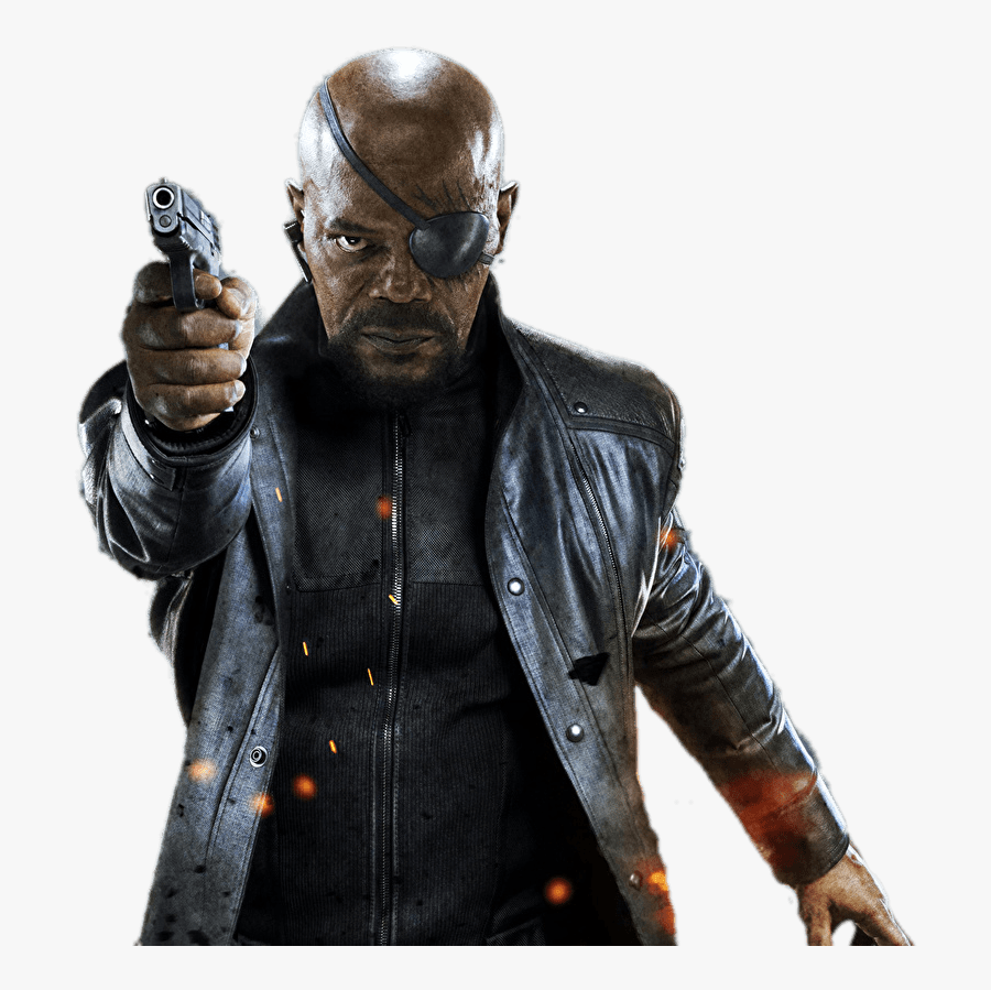 Jackson With Eyepatch - Nick Fury White Background, Transparent Clipart
