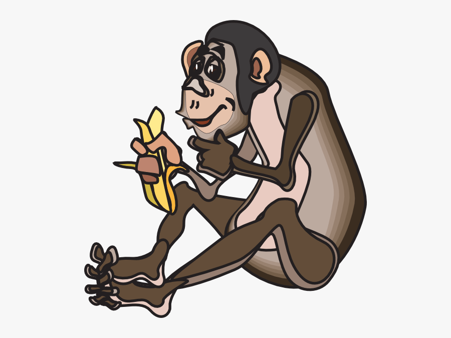 Chimp Eating A Banana Clip Art - Animasi Bergerak Monyet Makan Pisang, Transparent Clipart