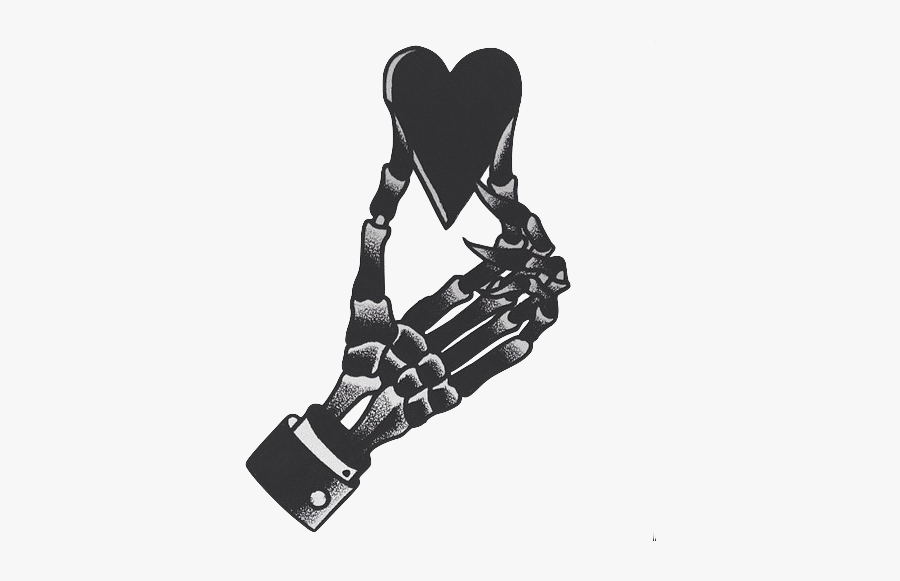 #skeleton #hand #heart #ftestickers #black #freetoedit - Skeleton Hand With Heart, Transparent Clipart