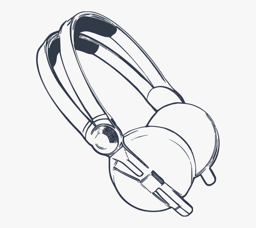 Head Phones Black And White, Transparent Clipart