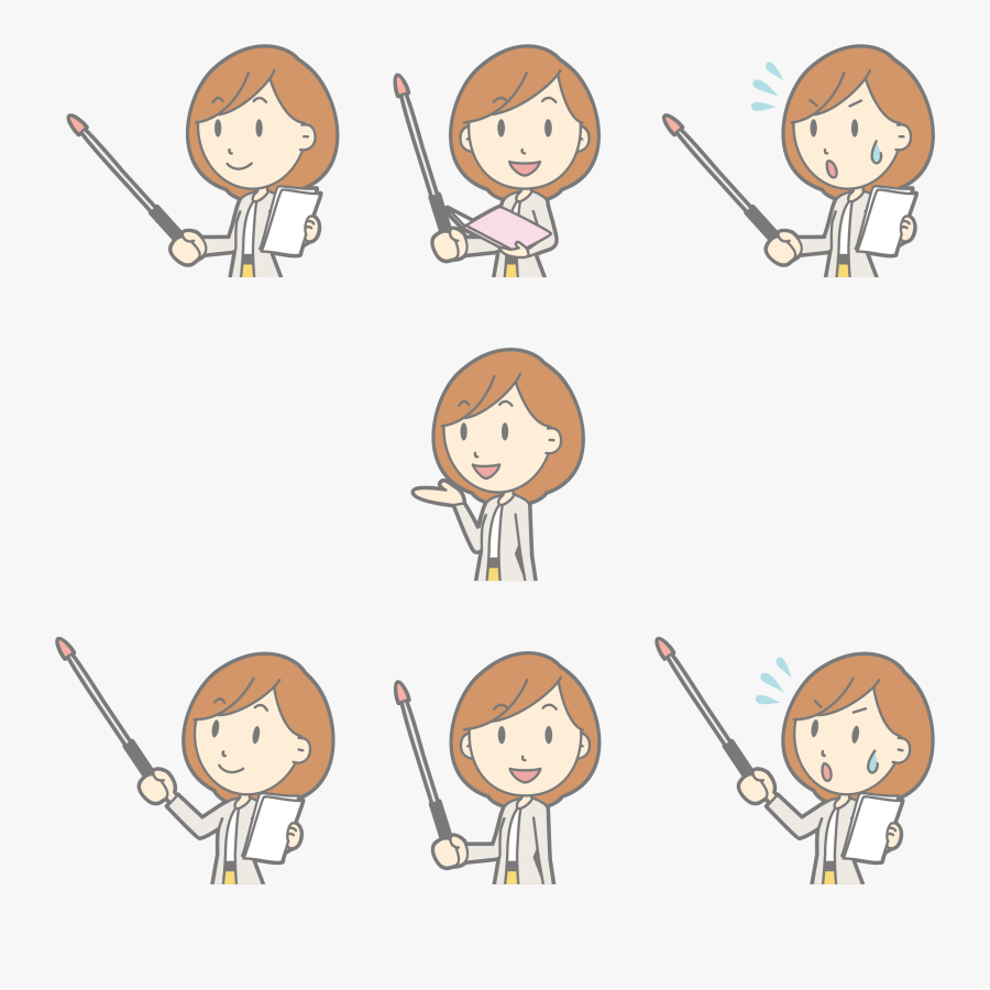 Clip Art Teacher With Different Poses, Transparent Clipart