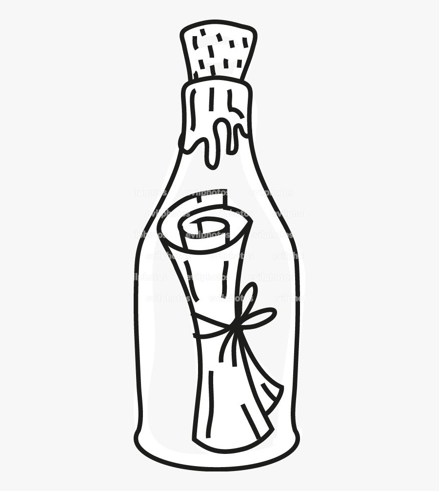 Message In A Bottle Drawing Vector And Stock Photo, Transparent Clipart