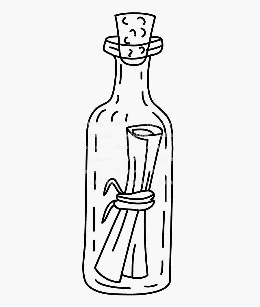 Message In A Bottle Drawing Vector And Stock Photo, Transparent Clipart