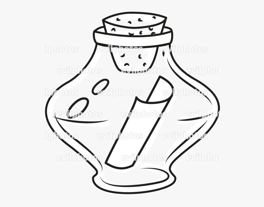 Message In A Bottle Drawing Vector And Stock Photo - Line Art, Transparent Clipart