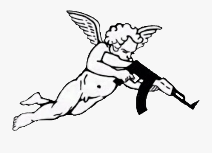 #angel #angels #cupid #cupidsgun #cupidsarrow #evilangel - Angel With Ak 47, Transparent Clipart