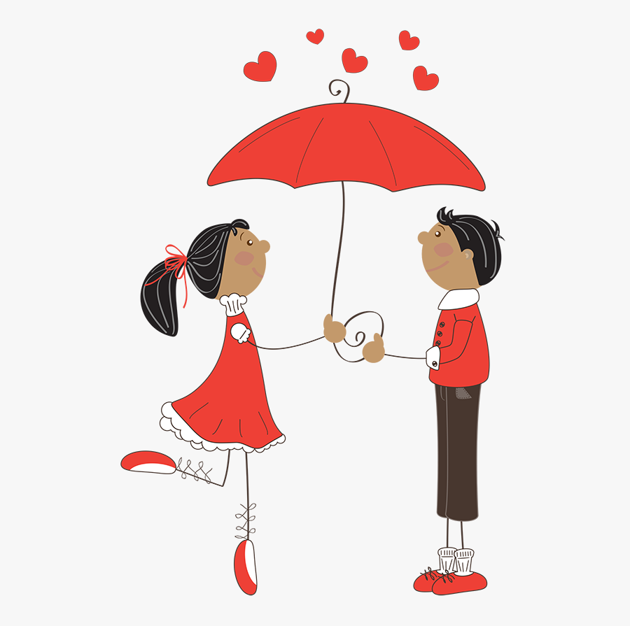 Ch B St Valentin - Girl And Boy Under Umbrella, Transparent Clipart