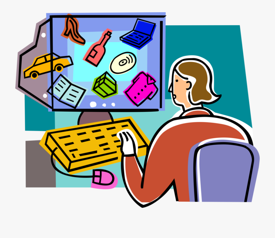 Vector Illustration Of Internet Online Ecommerce Shopping, Transparent Clipart