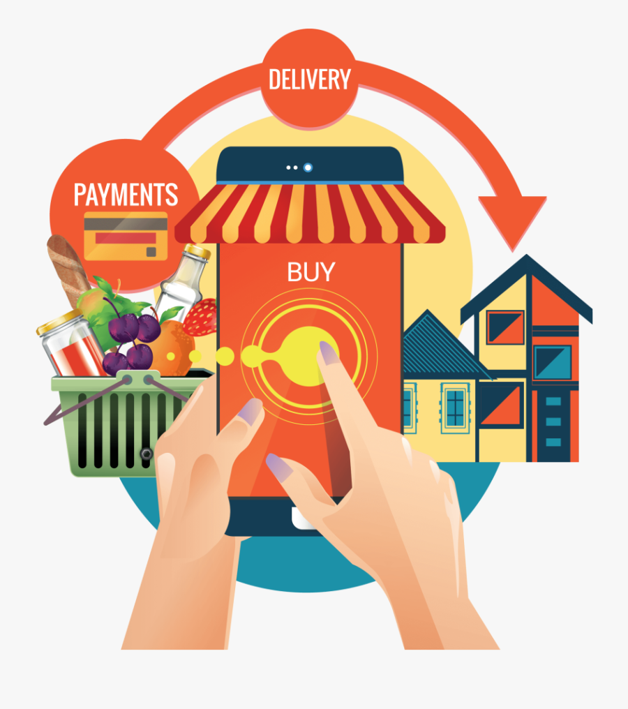 Online Grocery Illustration, Transparent Clipart