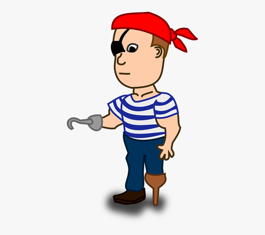Pirate, Person, Man, Character, Hook, Costume, Sailor - Cartoon Character With A Sword, Transparent Clipart