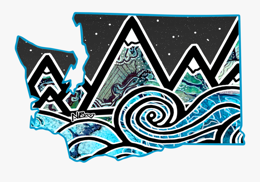 Image Of Mens Unisex Wa Tidal Wave T-shirt - Graphic Design, Transparent Clipart