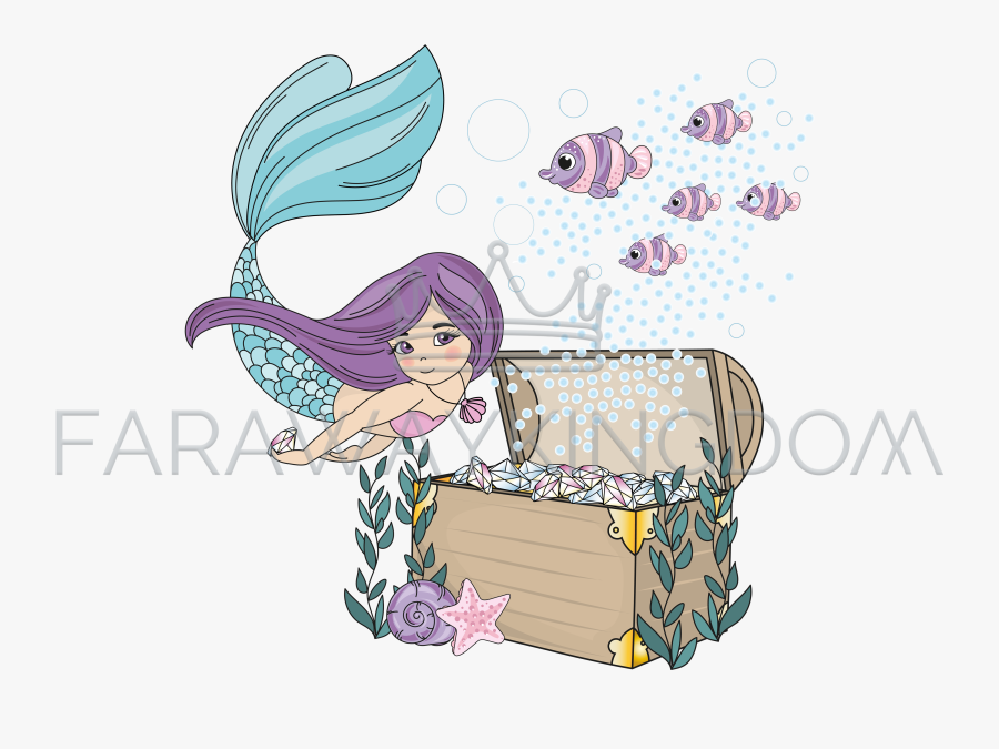 Mermaid Diamond Cartoon Travel Ocean Vector Illustration - Imagen De Sirena Para Imprimir, Transparent Clipart