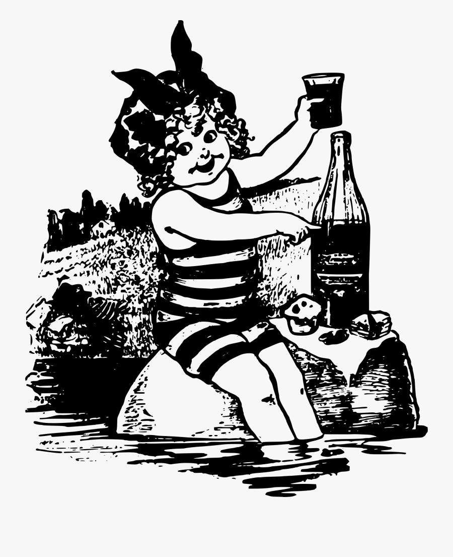 Human Behavior,art,monochrome Photography - Girl Drinking Beer Draw, Transparent Clipart