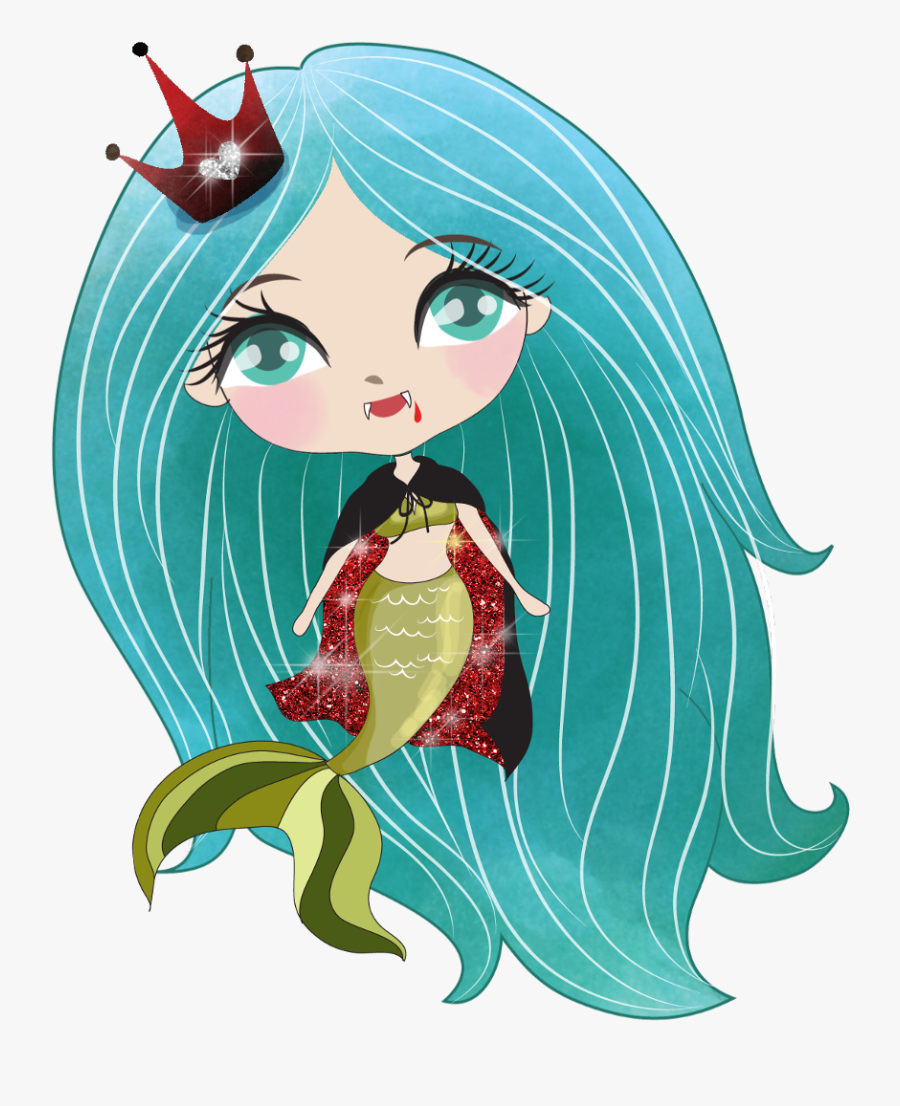 #kawaii #cute #halloween #sirena #mermaid #vampiro - Illustration, Transparent Clipart