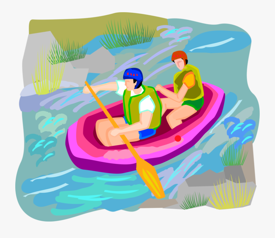 Vector Illustration Of Water Rafting In Inflatable - Rafting Clip Art ...