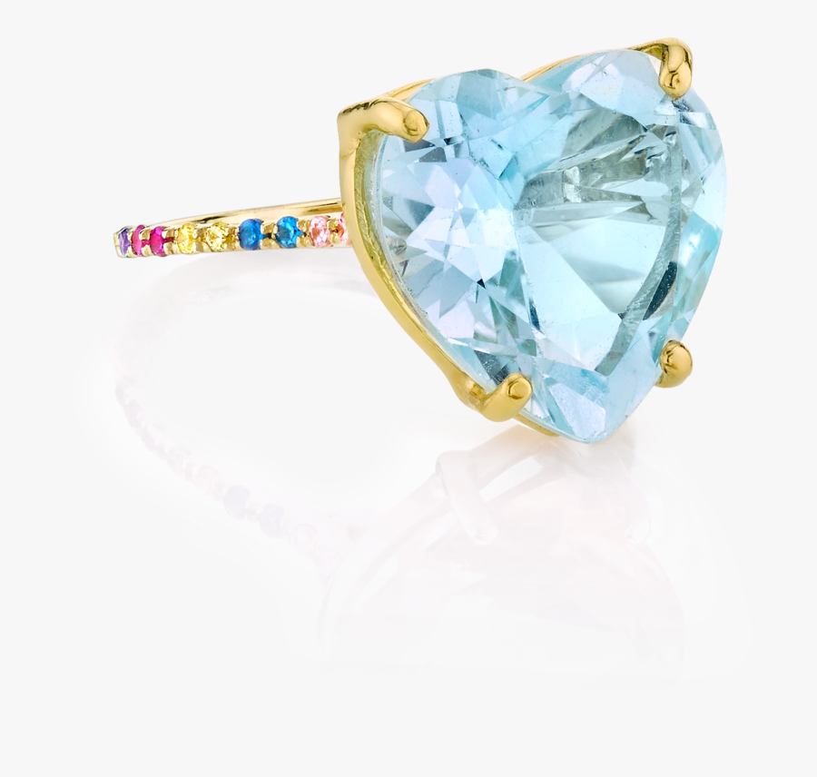 Blue Topaz And Rainbow Heart Ring - Diamond, Transparent Clipart