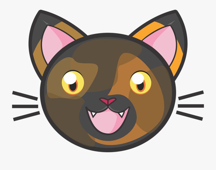 Tortie Cat, Calico, Kitty, Cute, Adorable, Fun, Kids - Cat Face Vector Png, Transparent Clipart