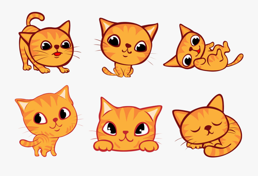 Pet Cute Cartoon Cat Free Photo Png Clipart - Cat Cute Cartoon Kitten Draw, Transparent Clipart