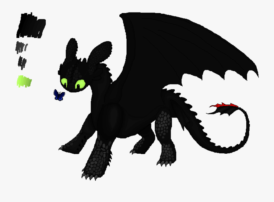 Toothless With A Butterfly - Dragon, Transparent Clipart