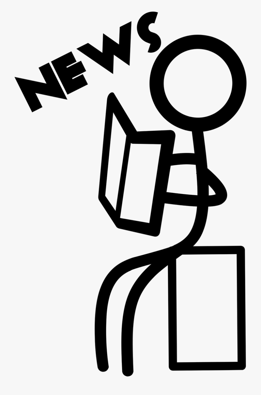 Transparent Person Reading Newspaper Clipart - Reading Stick Man, Transparent Clipart