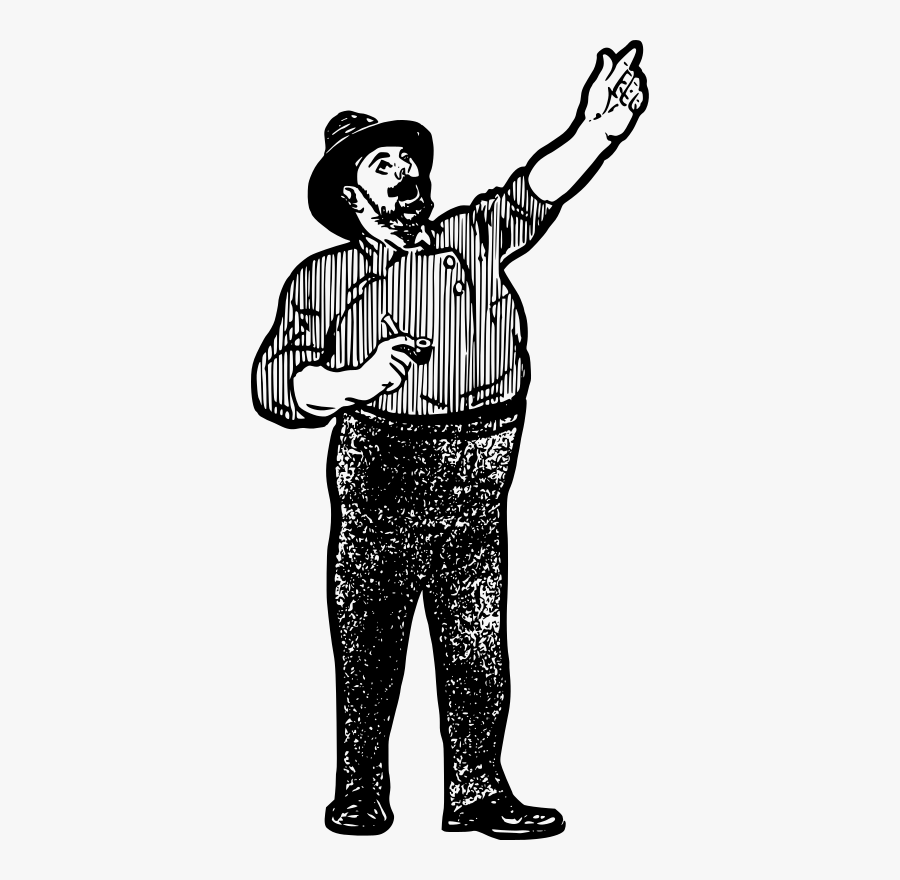 Free Big Man In A Hat - Un Hombre Señalando Para Dibujar, Transparent Clipart