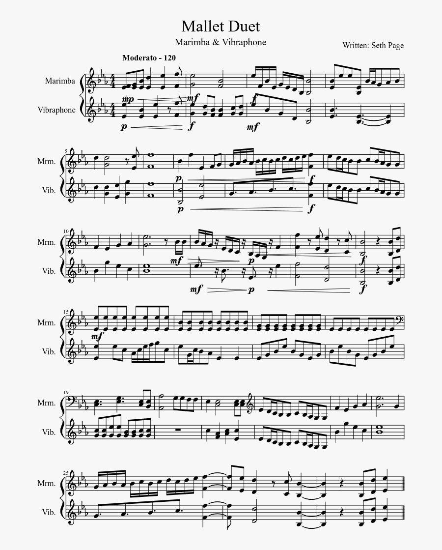 Marimba Duets Free Sheet Music, Transparent Clipart