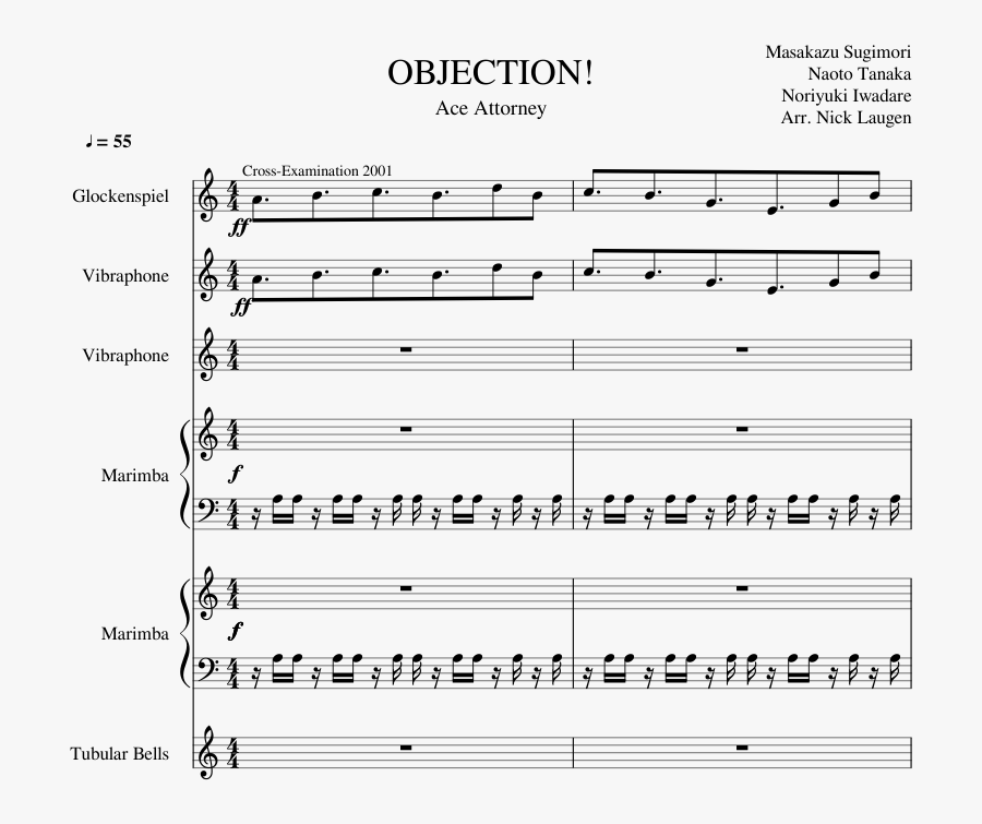 Objection Sheet Music Composed By Masakazu Sugimori - Sheet Music, Transparent Clipart