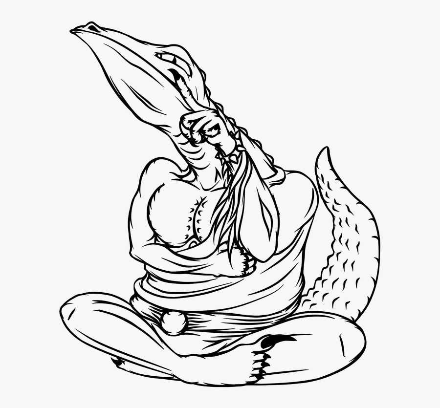 Crocodile Lineart Black And White - Line Art, Transparent Clipart