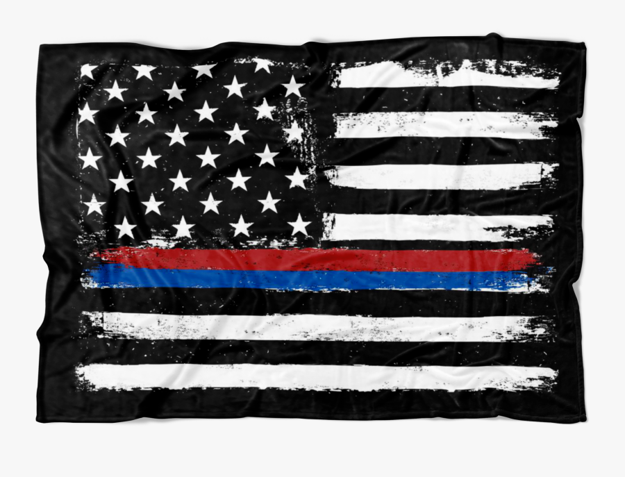 Distressed Tbl/trl Stars And Stripes Fleece Blanket - Police Blue And Black, Transparent Clipart