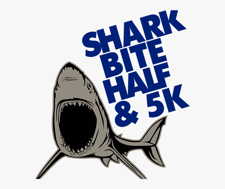 Shark Bite Half Marathon & 5k - Great White Shark, Transparent Clipart