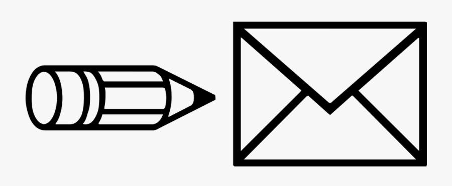 Write Envelope Icon Edit Pen Text Letter Email - Email Symbol Black And White, Transparent Clipart