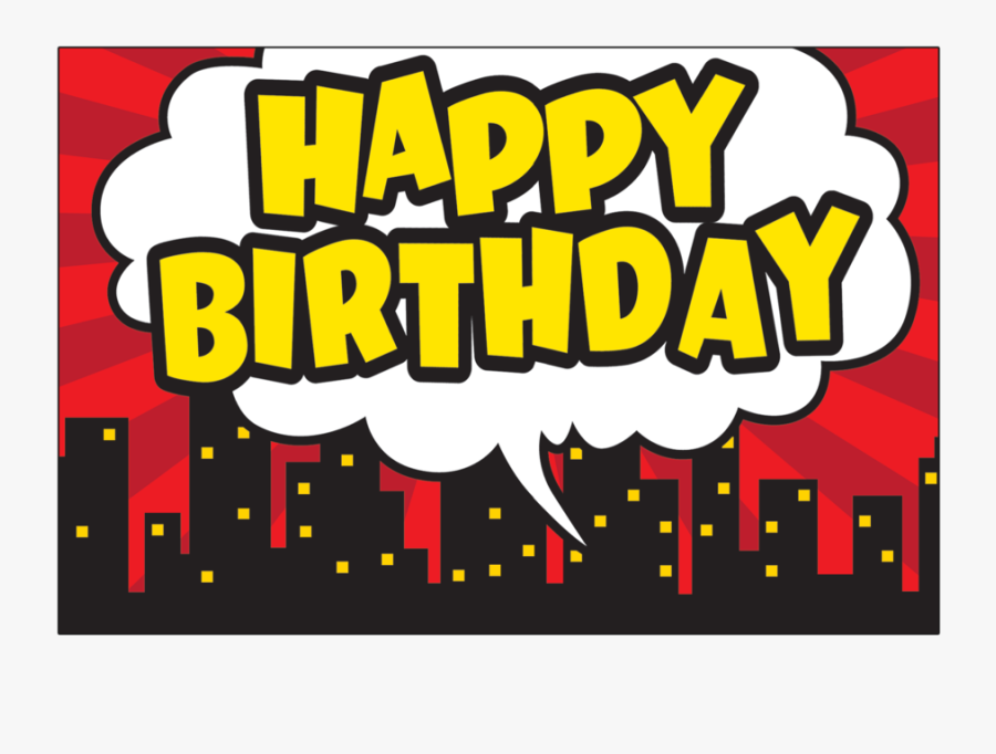 Happy Birthday Banner Superhero, Transparent Clipart